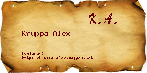 Kruppa Alex névjegykártya
